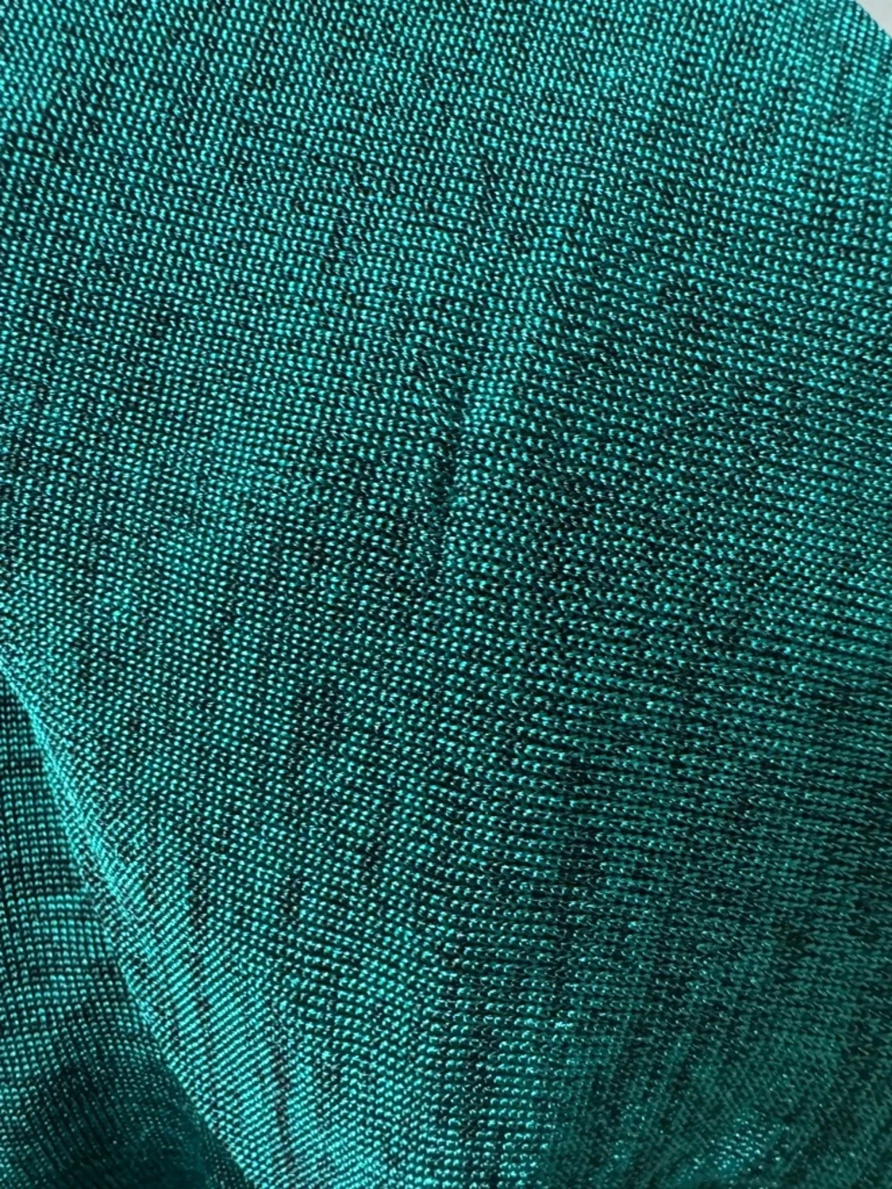 Free People Killer Queen Teal Knit V-Neck Puff Long Sleeve Stretch Blouse S